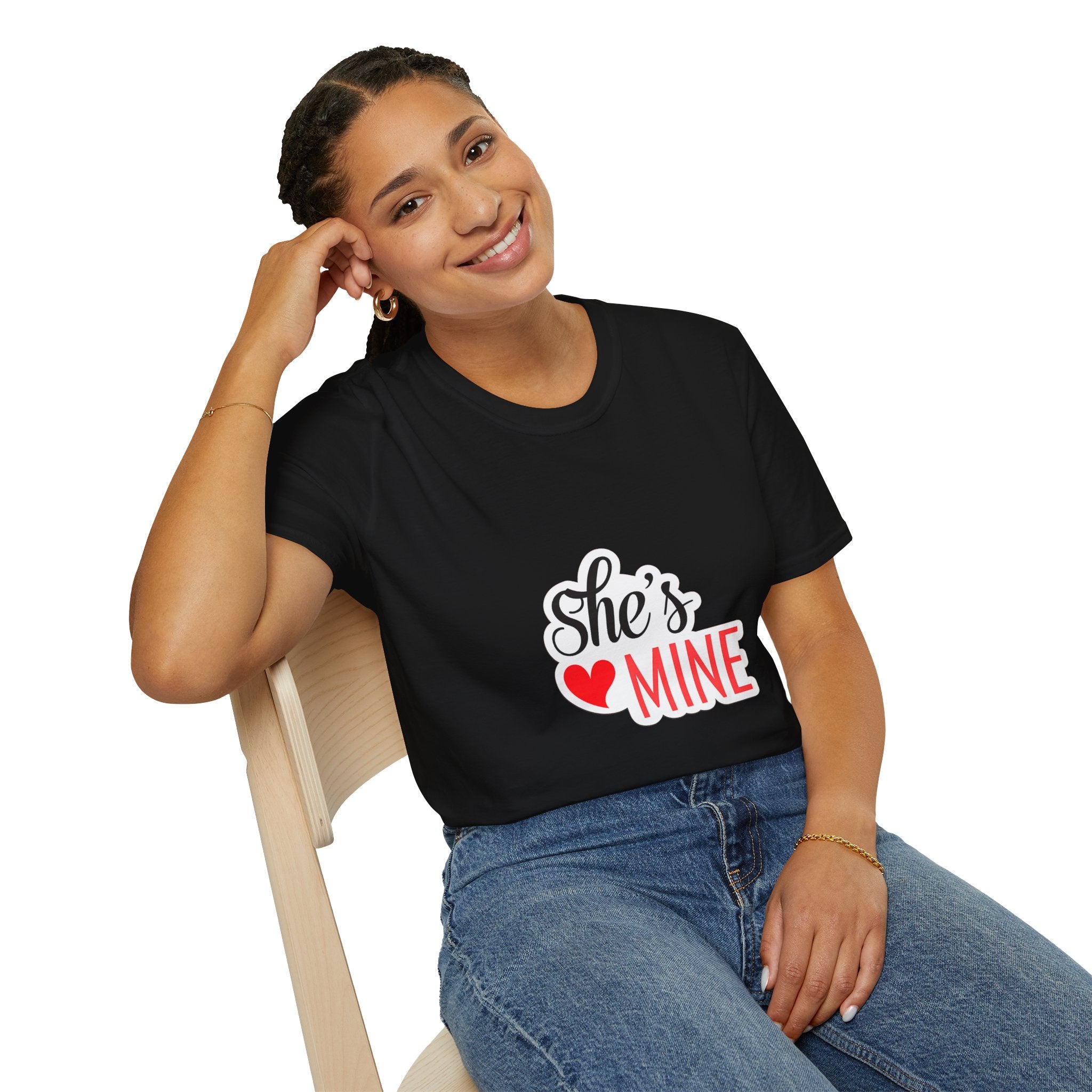 She's Mine T-Shirt — Cute Couples Heart Graphic Tee