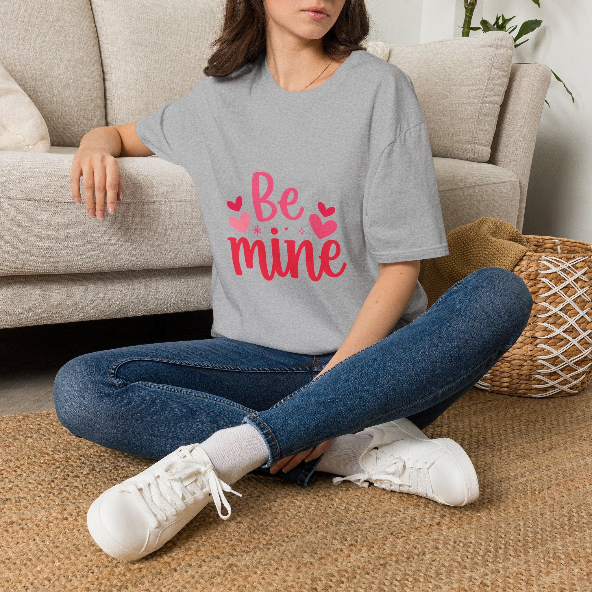 Valentine "Be Mine" T-Shirt — Cute Heart Graphic Tee for Women & Couples