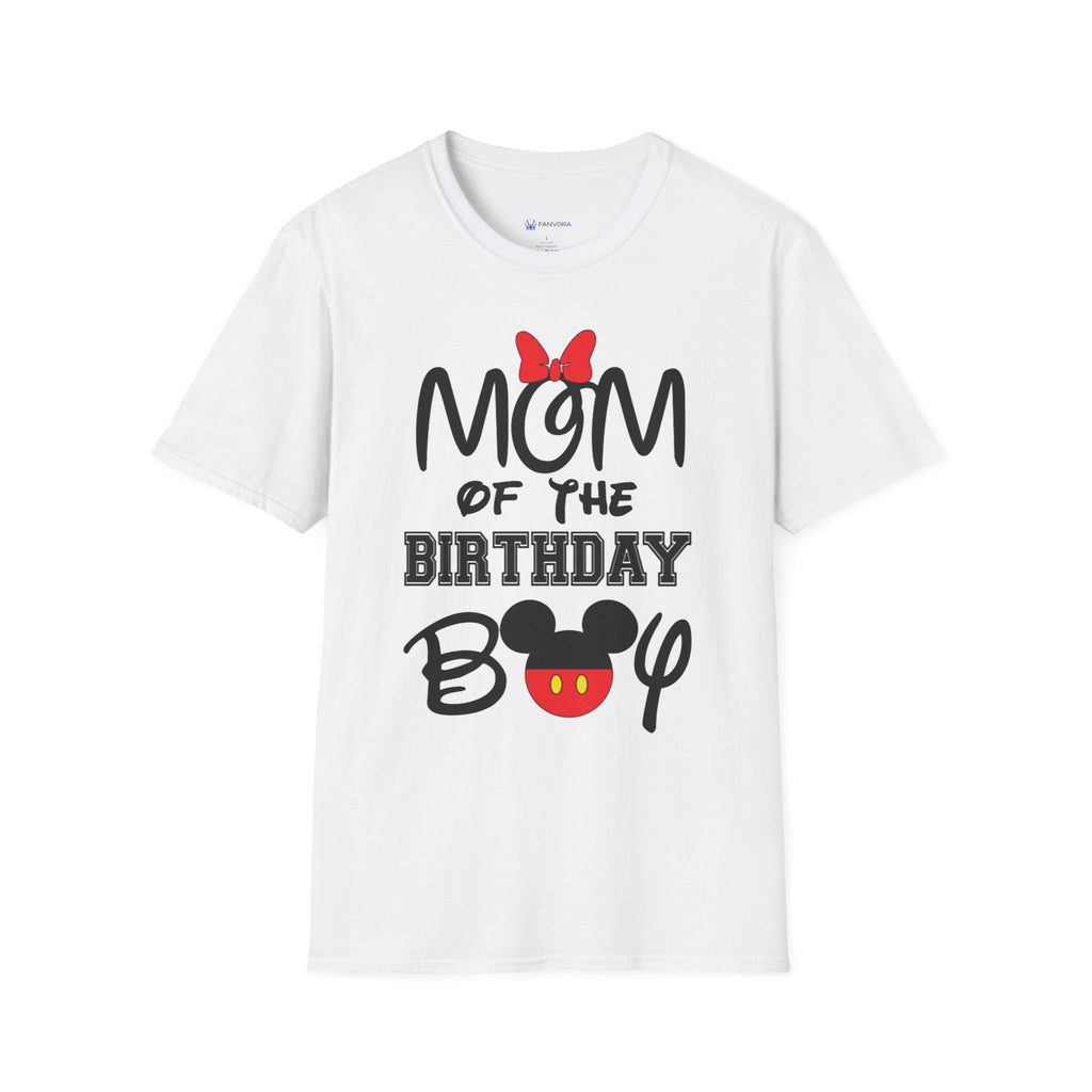 Mom of the Birthday Boy T-Shirt — Cute Minnie/Mickey Theme Disney Birthday Tee