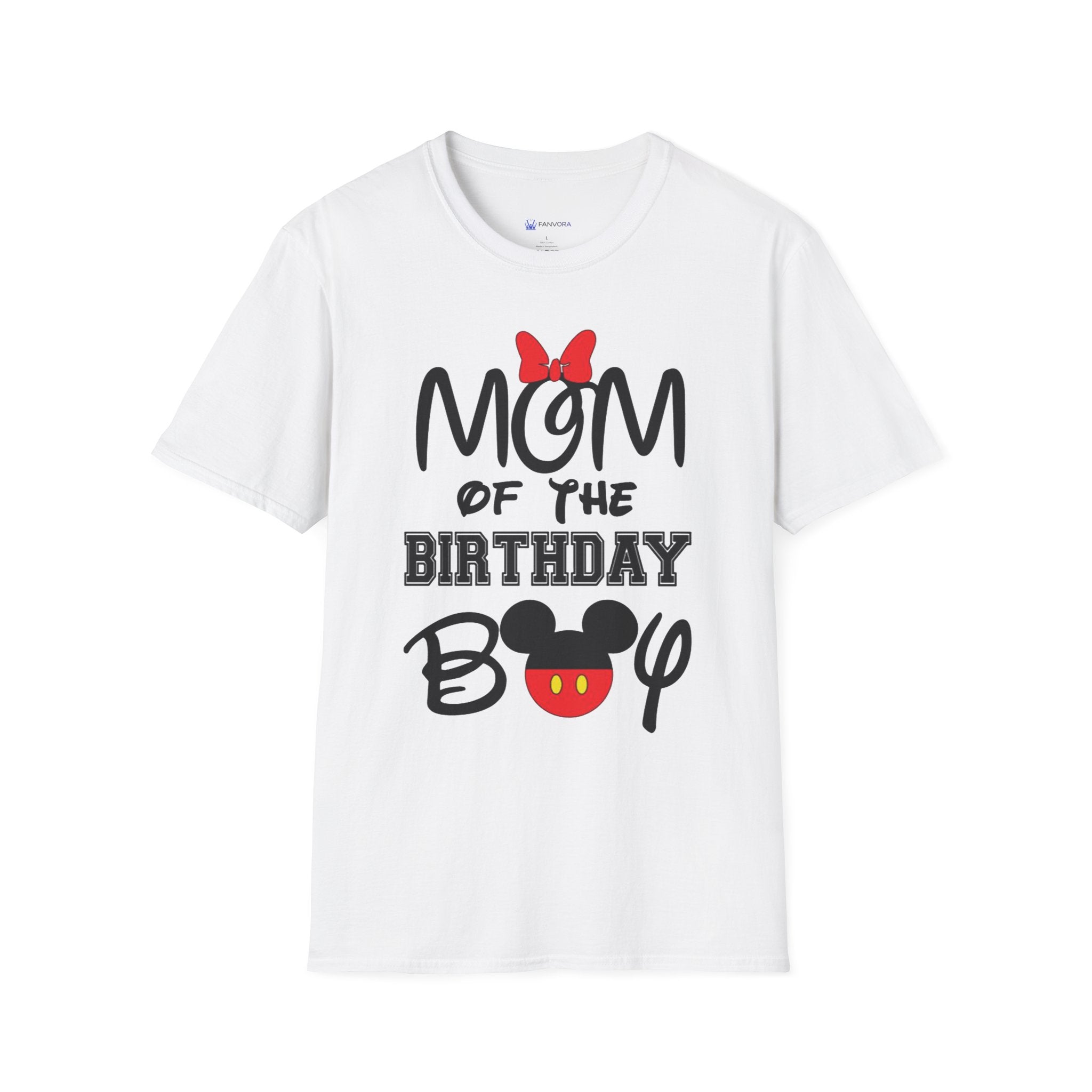 Mom of the Birthday Boy T-Shirt — Cute Minnie/Mickey Theme Disney Birthday Tee