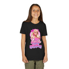 Youth Tee — "Barbie Happy Birthday" Pink Birthday Graphic Shirt
