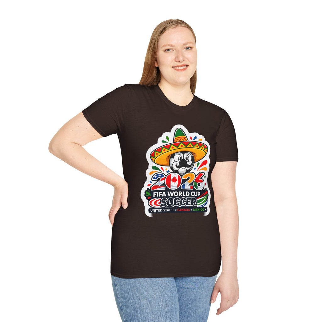 Soccer 2026 Soccer T-Shirt — Colorful Sombrero Mascot Design