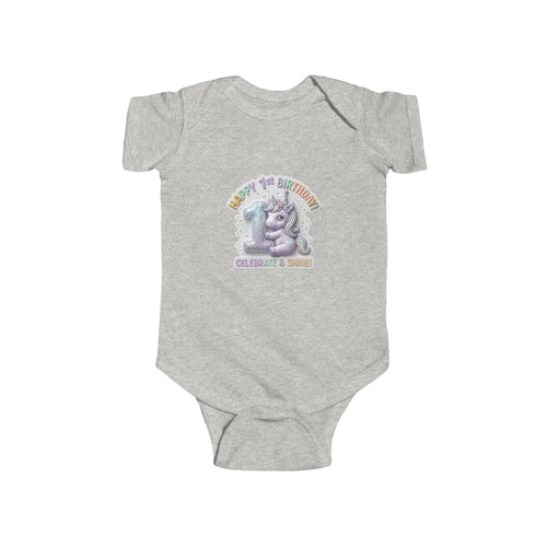 Baby Bodysuit - "Happy 1st Birthday Grandma & Grandpa" Cute Unicorn Keepsake