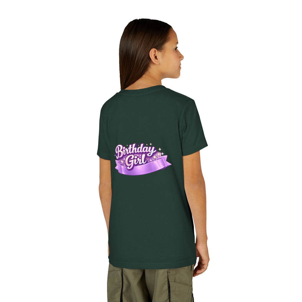 Girls' 5th Birthday Tee - 'Happy Birthday' Glitter Stars Design