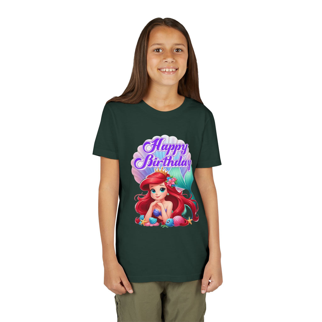 Birthday Youth Tee - Cute Mermaid "Happy Birthday" Graphic