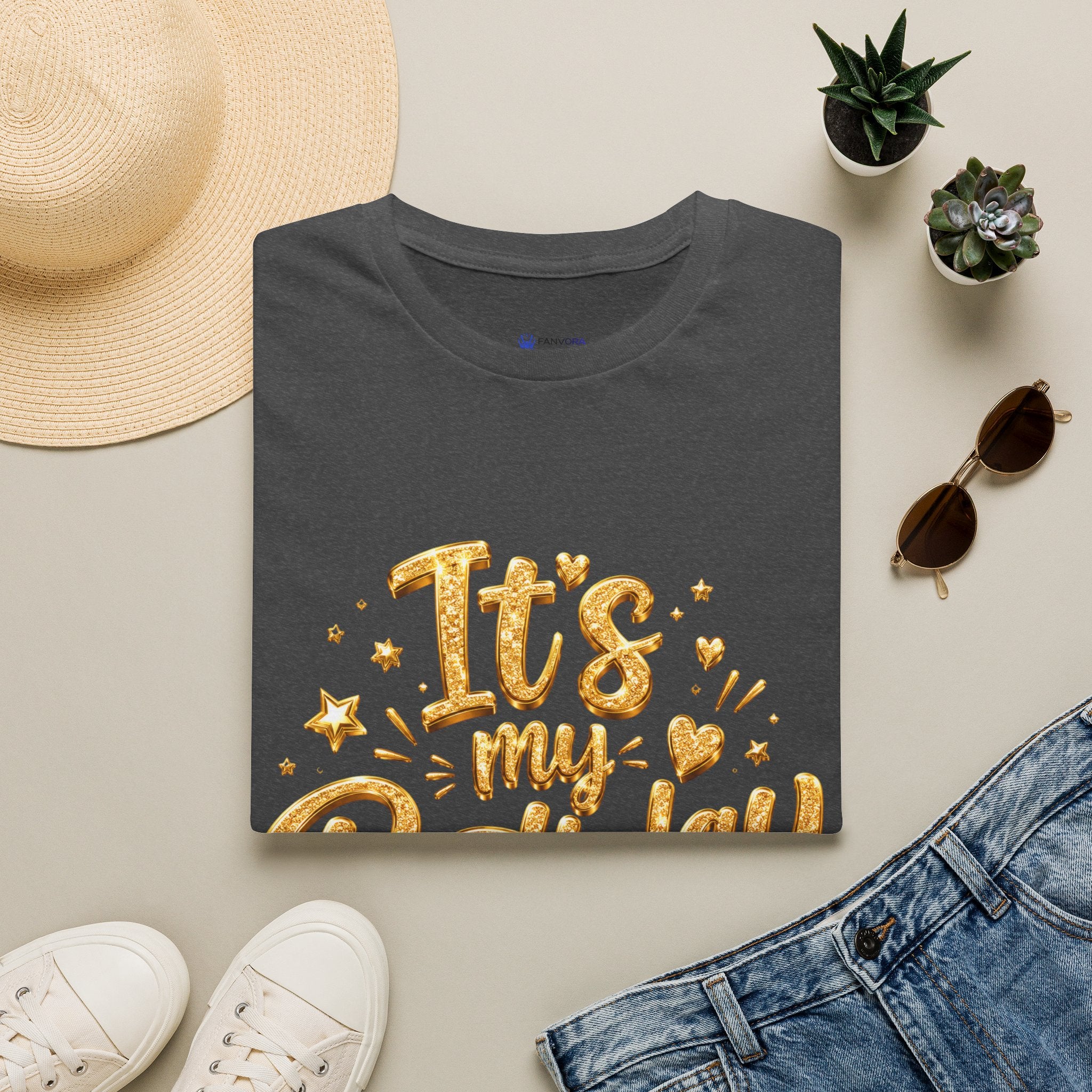 Birthday T-Shirt — "It's My Birthday" Gold Glitter Script Party Tee
