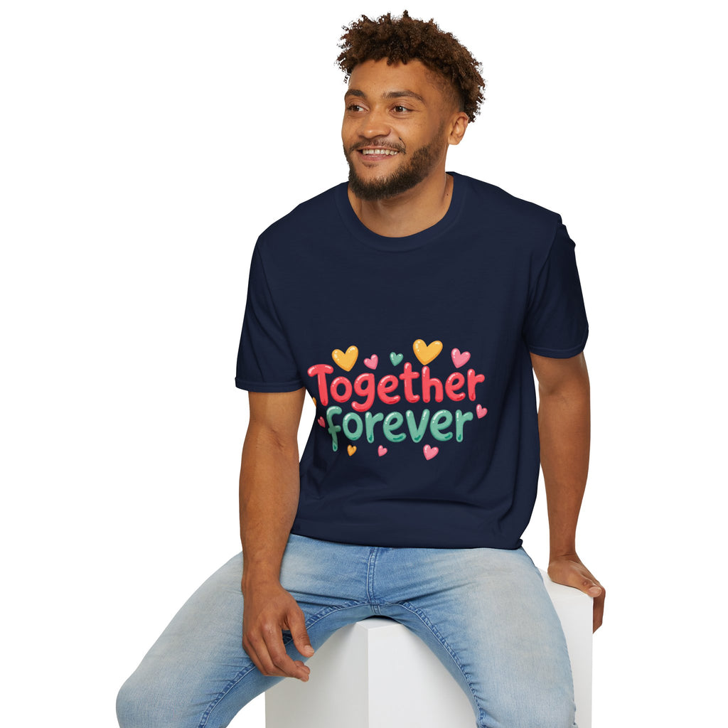 T-Shirt — "Together Forever" Cute Heart Couple Graphic Tee