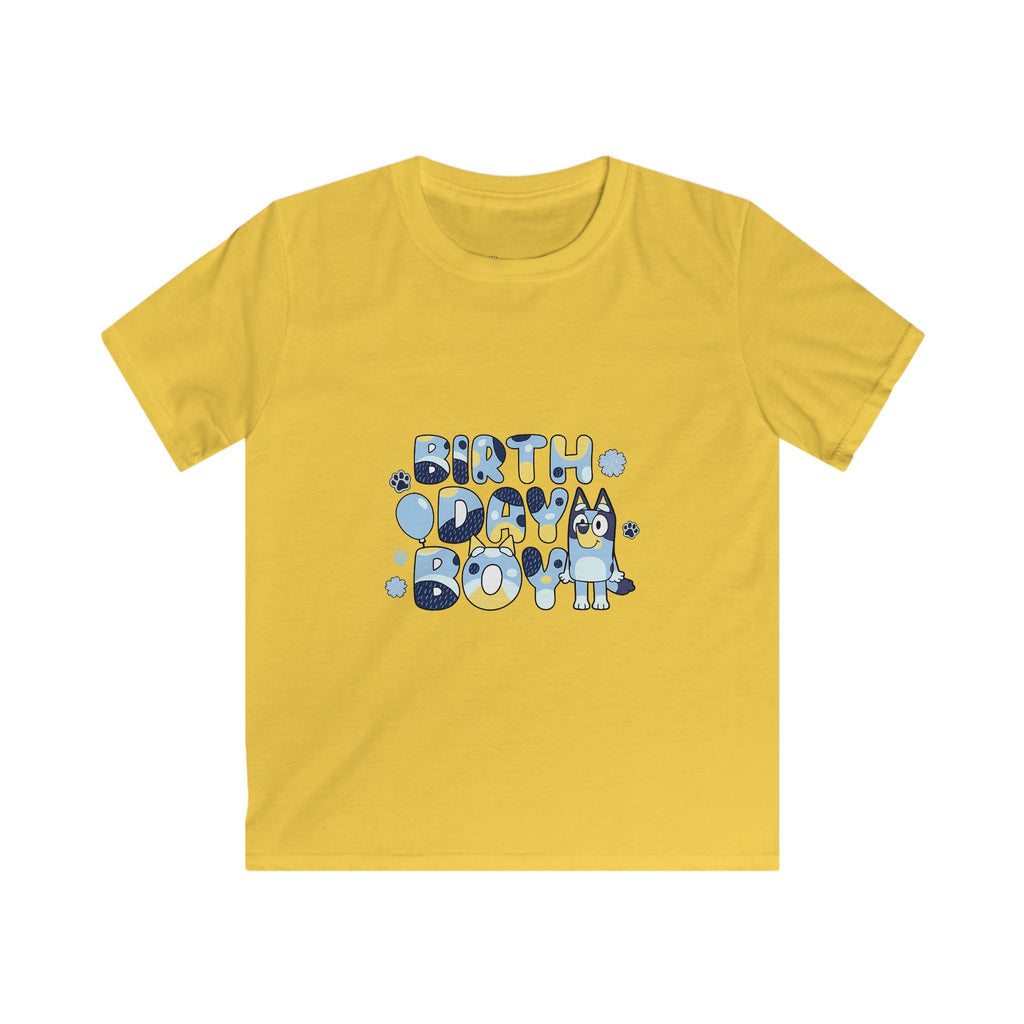 Kids Tee — Cute Blue "Birthday Boy" Bubble Letter Shirt