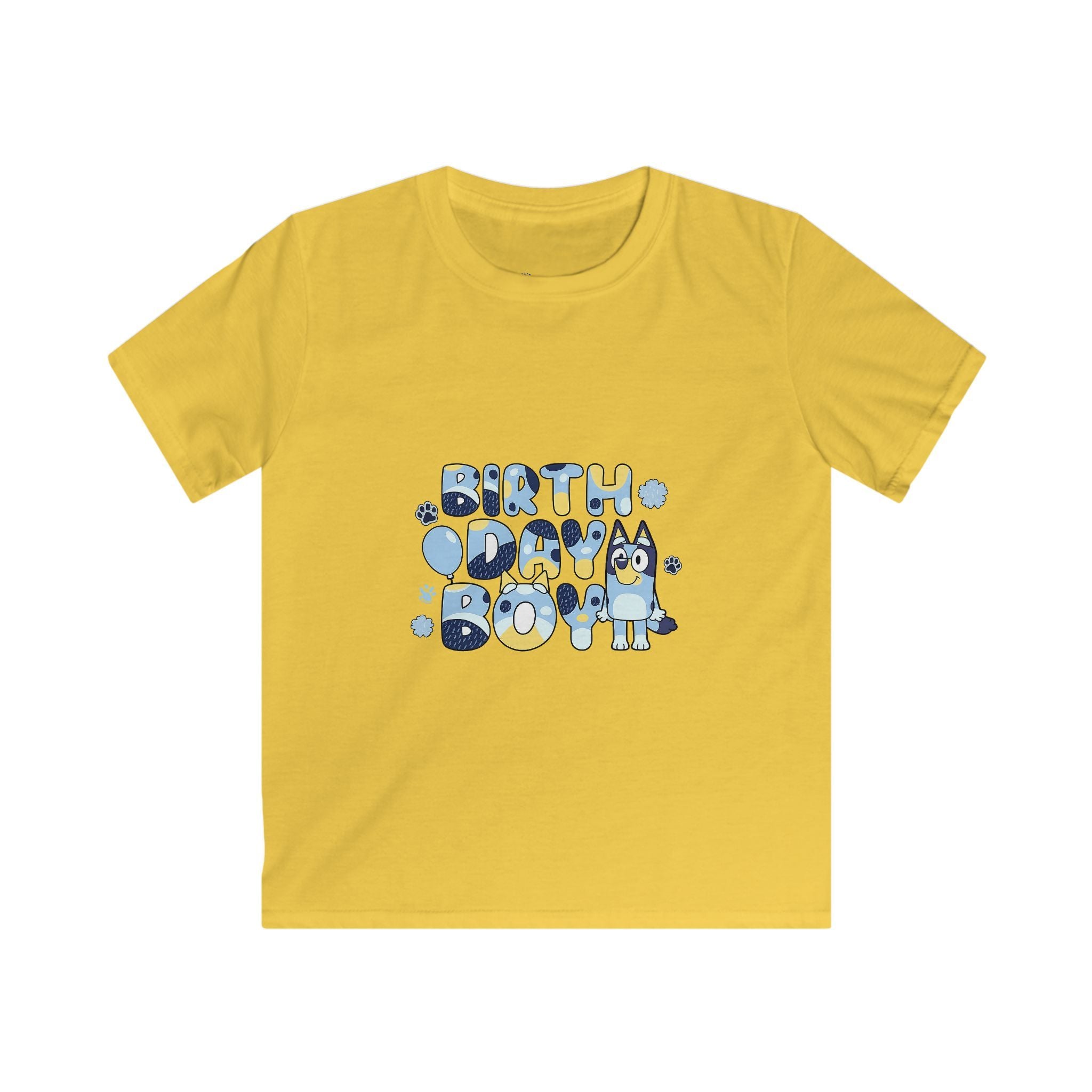 Kids Tee — Cute Blue "Birthday Boy" Bubble Letter Shirt