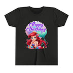 Birthday Youth Tee - Cute Mermaid "Happy Birthday" Graphic