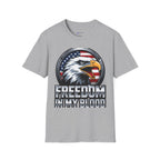Patriotic Eagle T-Shirt — 'Freedom in My Blood' American Flag Tee design.