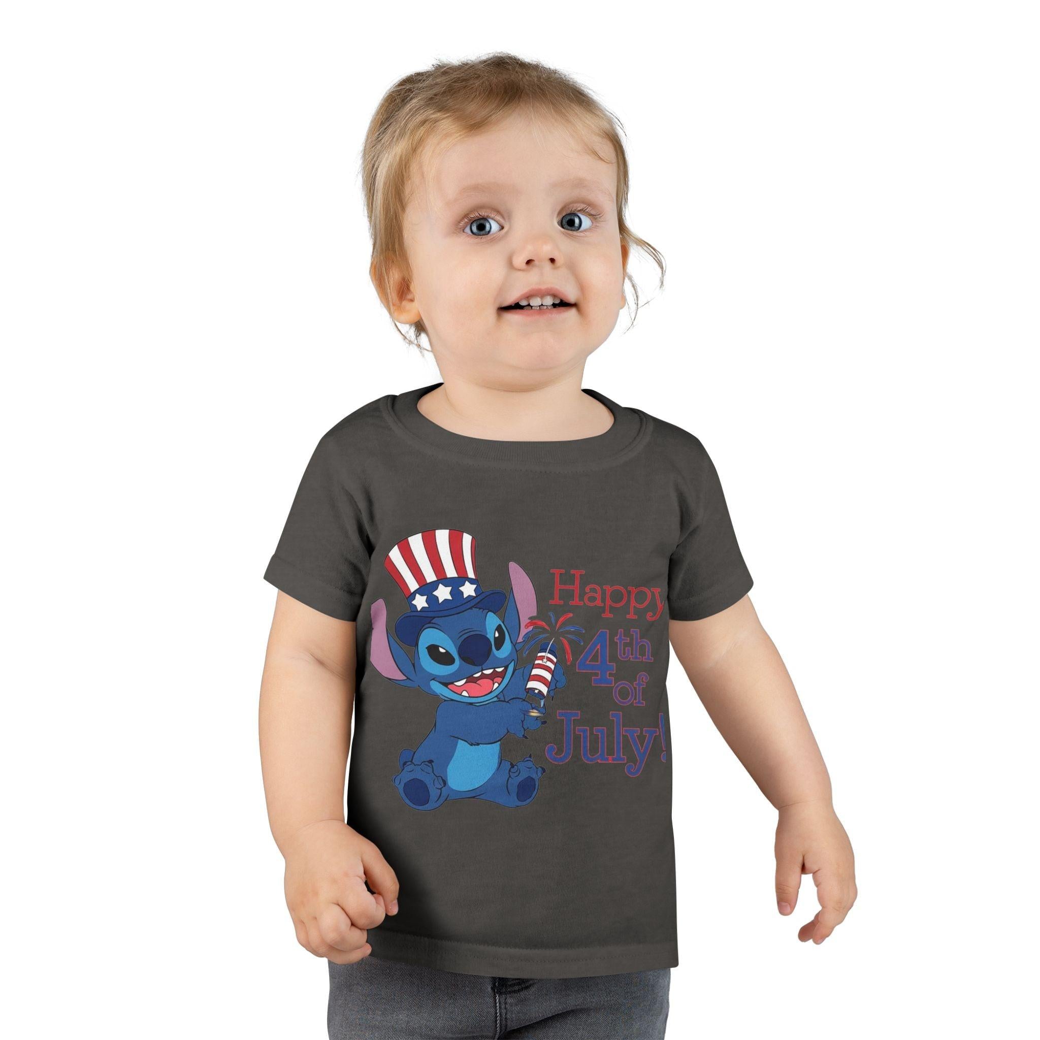 Toddler T-Shirt — Cute Patriotic Fourth of July Stitch Tee (Happy 4th of July, USA Independence day design).