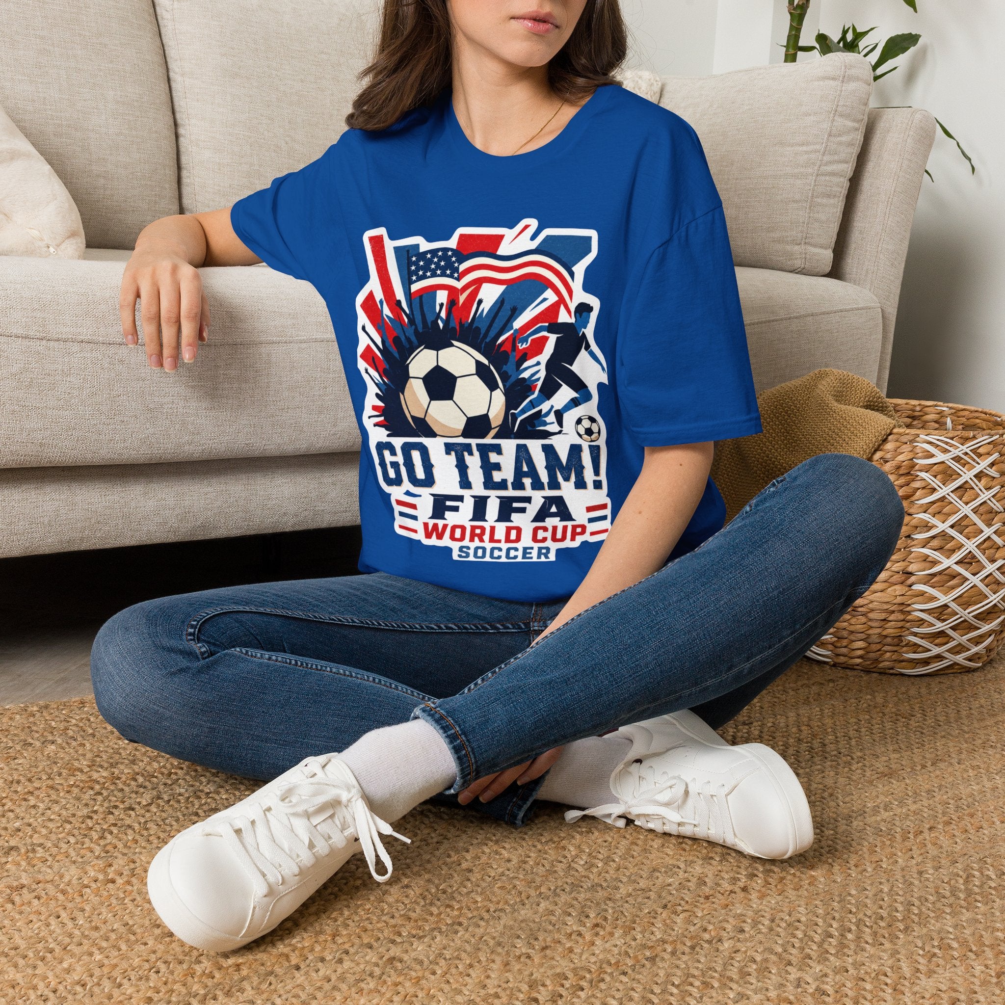 Soccer  Cup T-Shirt – "Go Team! Cup Soccer" USA Flag Design