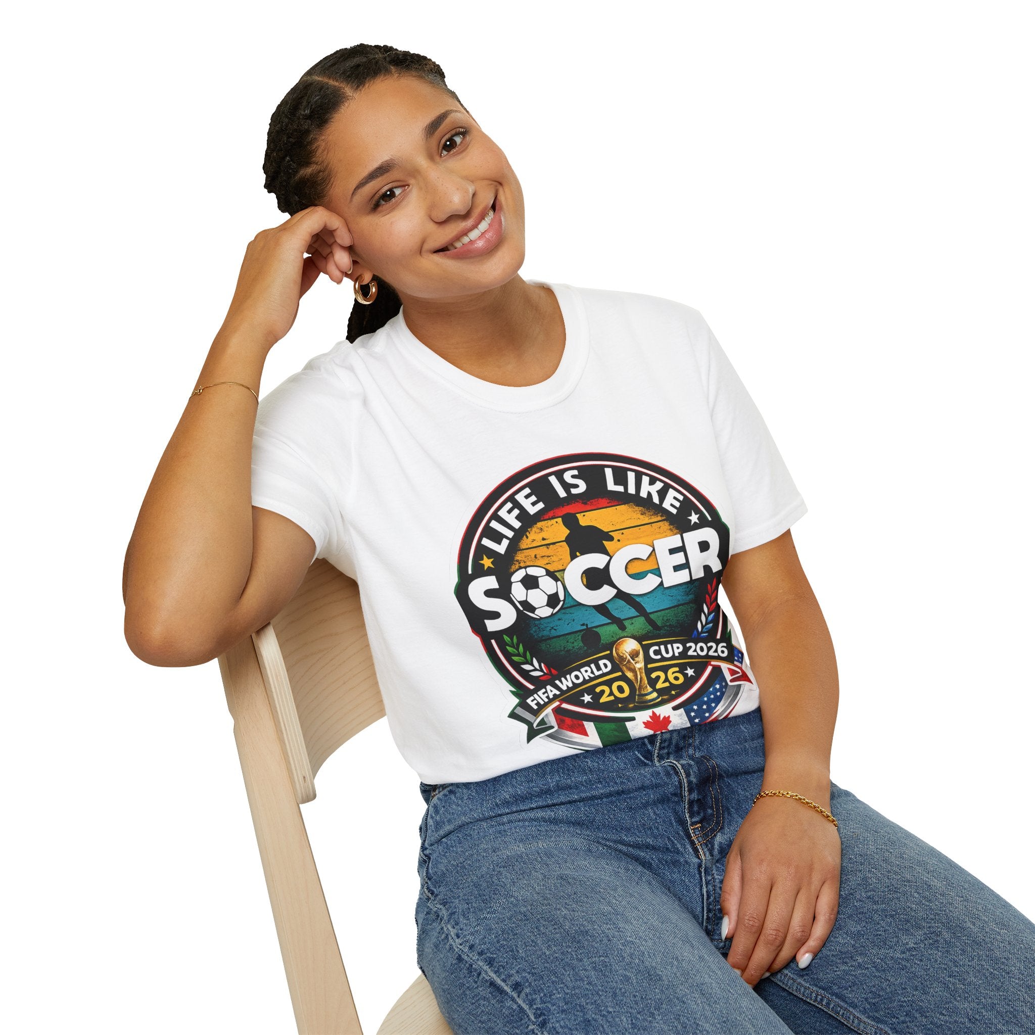 Unisex Softstyle soccer 2026 T-Shirt design -Life is like a soccer.