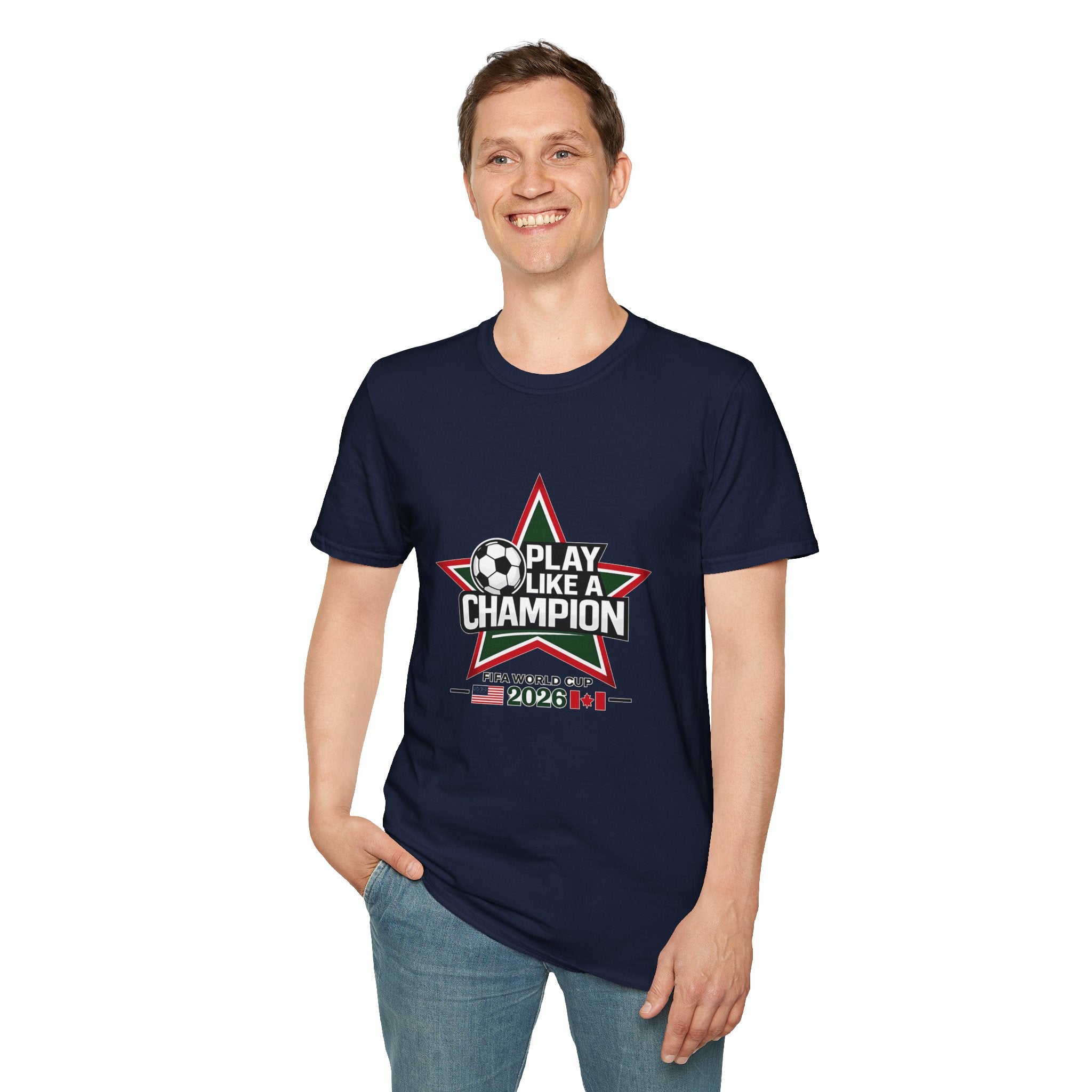 Play Like a Champion Soccer T-Shirt — Soccer 2026 Star Design