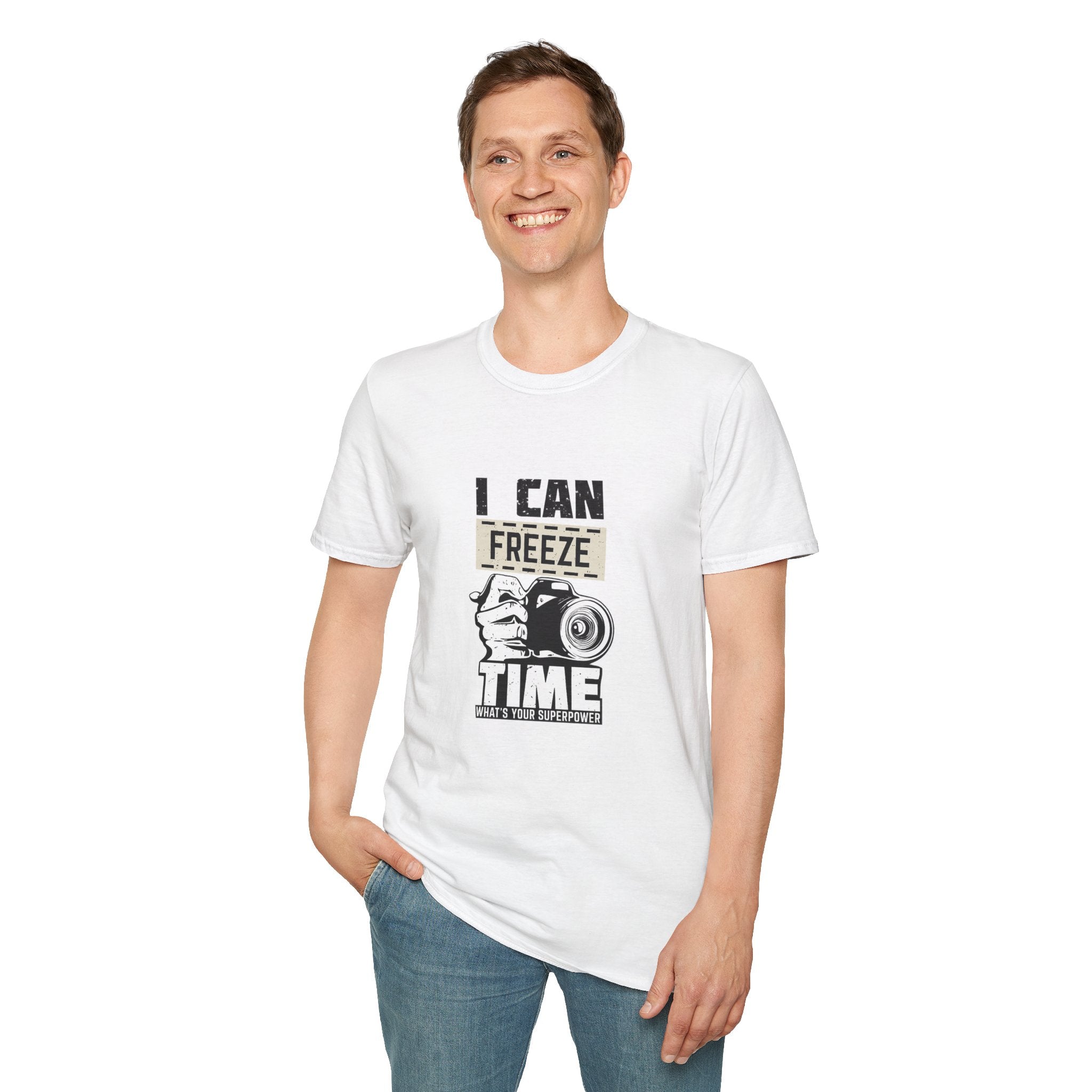 I Can Freeze Time Camera T‑Shirt — Vintage Photographer Quote Tee