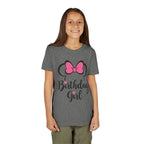Birthday Girl Youth Tee — Pink Bow Party Shirt for Girls