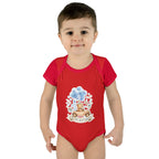 Baby Bodysuit - Blue Teddy Bear with Balloons "Happy Birthday" Infant Onesie