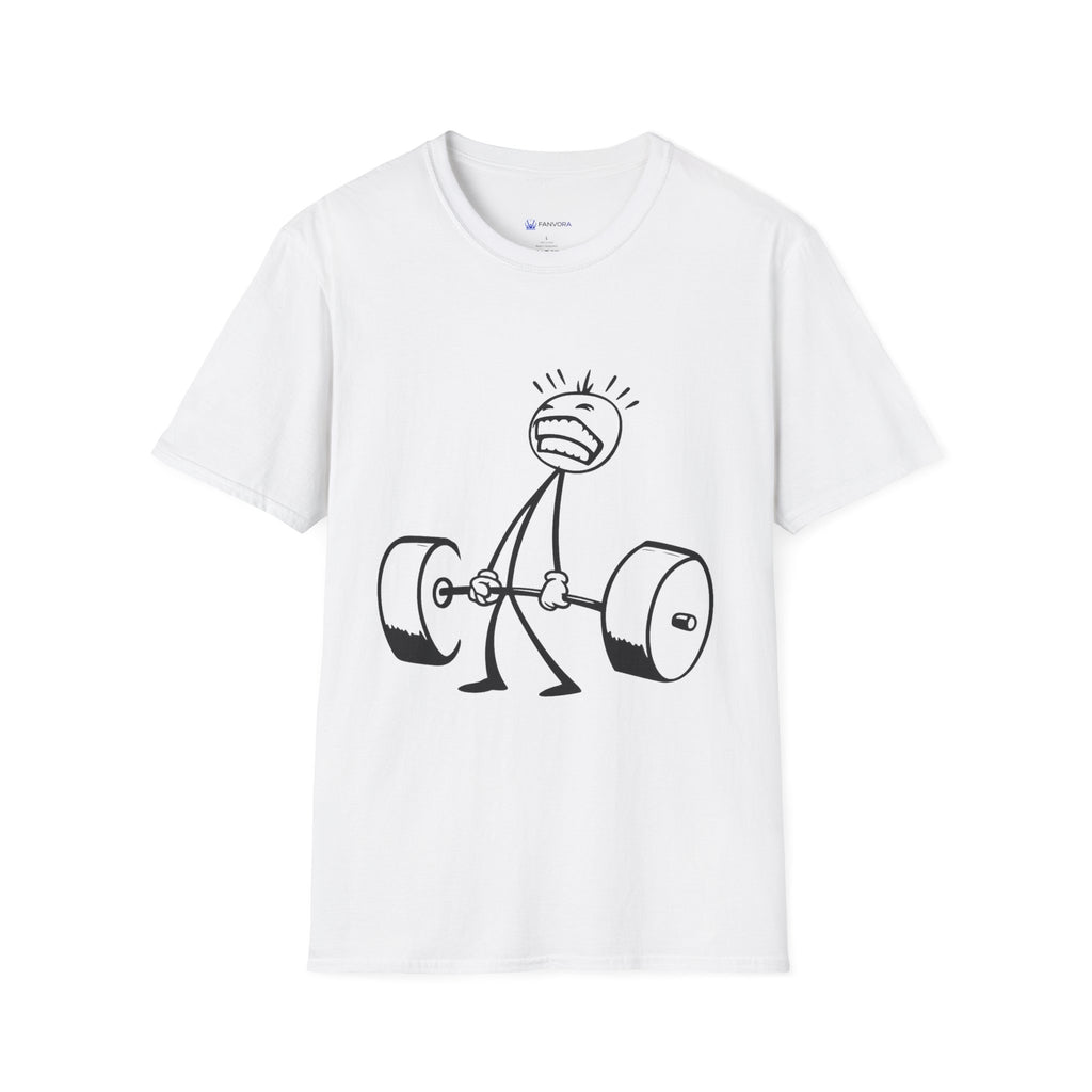 Funny Stick Figure Weightlifting T‑Shirt — Gym Humor Tee