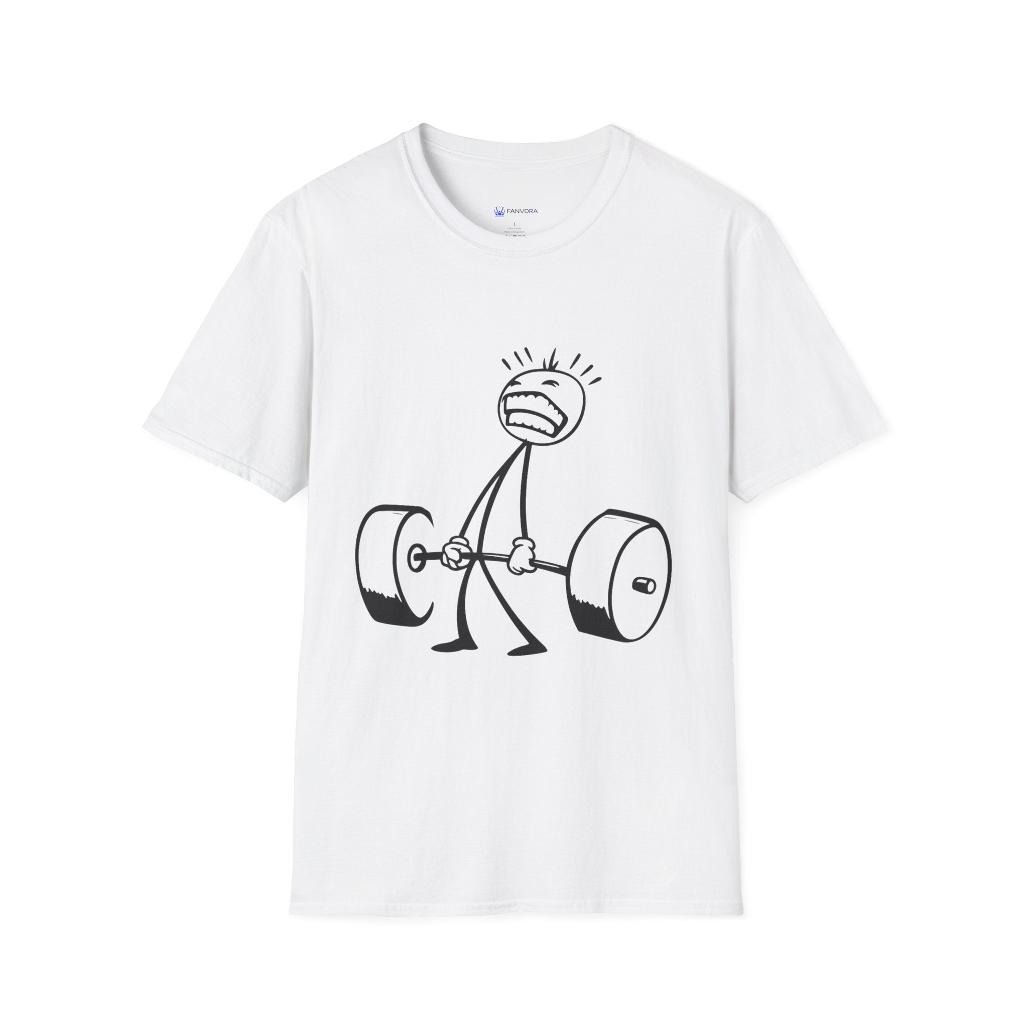Funny Stick Figure Weightlifting T‑Shirt — Gym Humor Tee