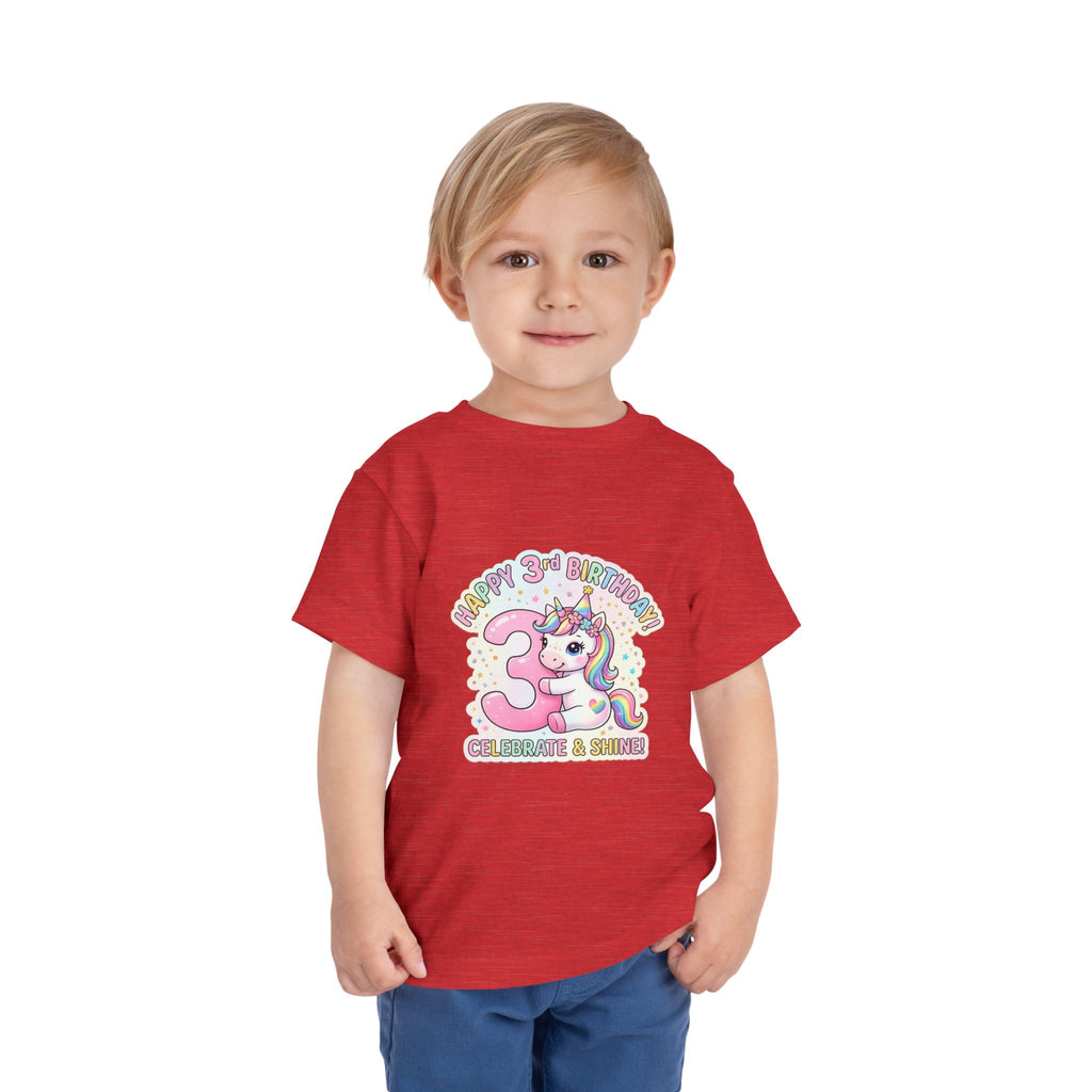 Toddler Unicorn 3rd Birthday Tee — "Happy 3rd Birthday!" Celebrate & Sparkle