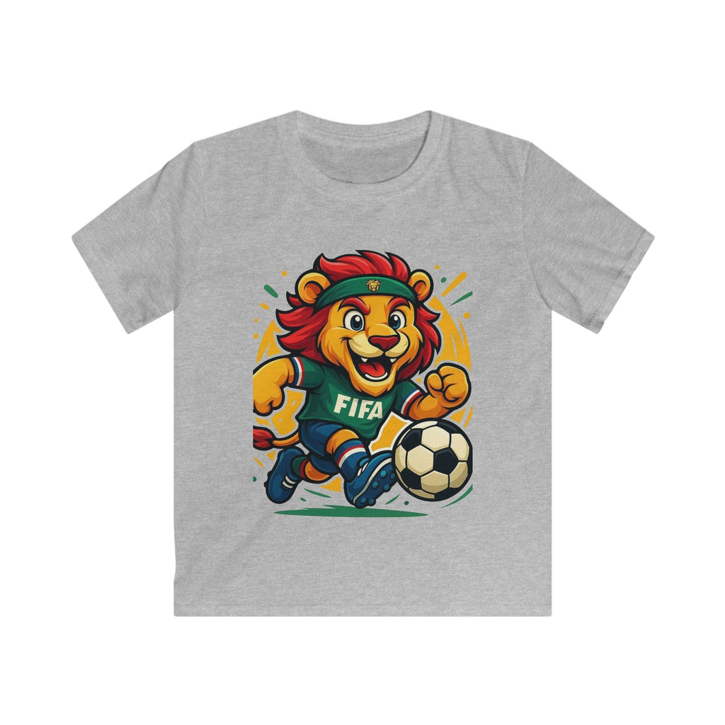 Kids Soccer World Cup 2026 T-Shirt — Playful Lion FIFA Mascot Tee.
