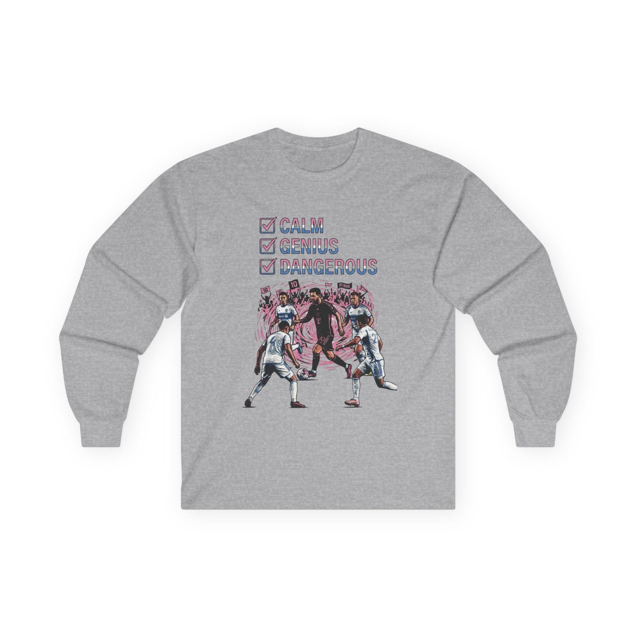 Long Sleeve Football Shirt – World Cup 2026 Fan Tee "Calm Dangerous Genius".