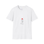 T-Shirt — Minimal Korean Finger Heart Design with 'I Love You' Pocket Graphic
