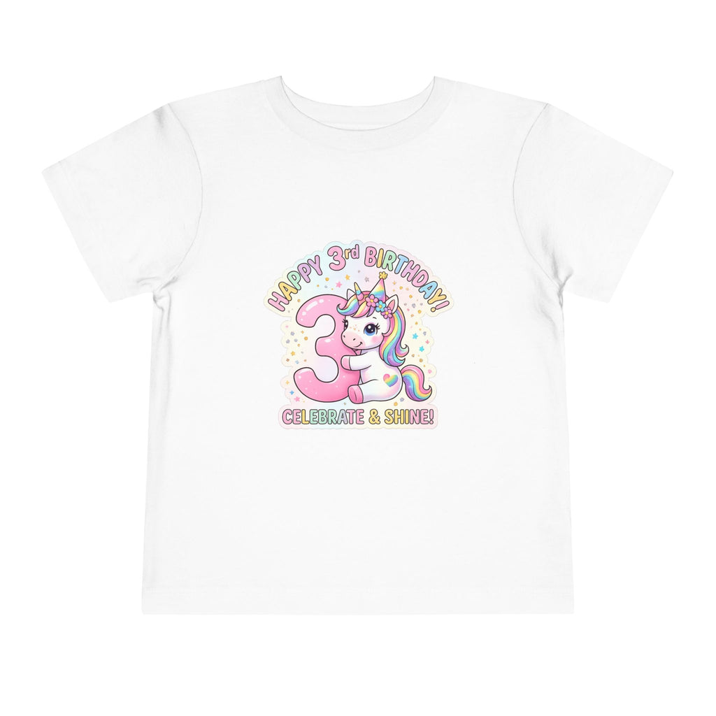 Toddler Unicorn 3rd Birthday Tee — "Happy 3rd Birthday!" Celebrate & Sparkle