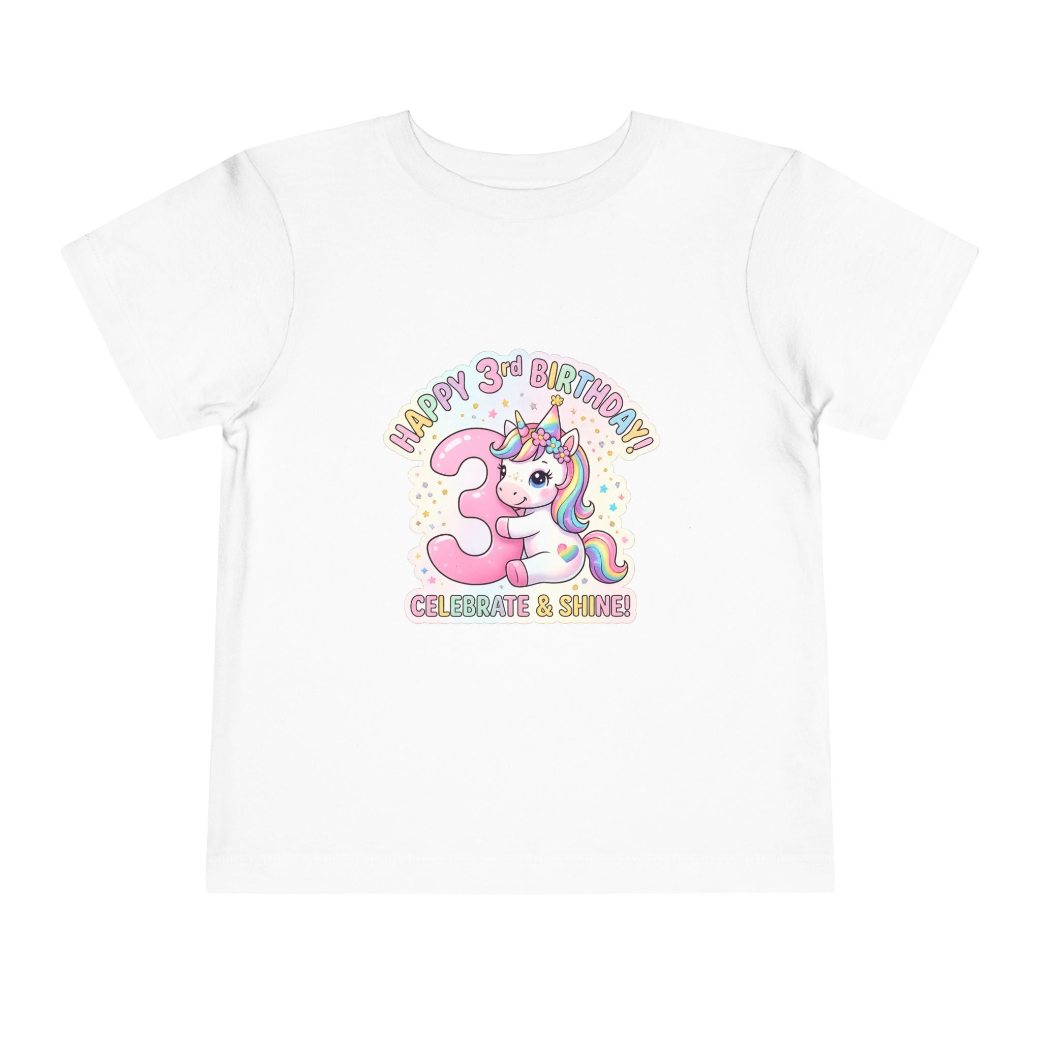 Toddler Unicorn 3rd Birthday Tee — "Happy 3rd Birthday!" Celebrate & Sparkle