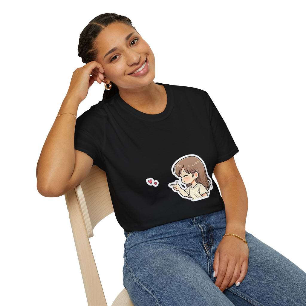Kawaii Girl Blowing Hearts T-Shirt — Cute Anime Graphic Tee