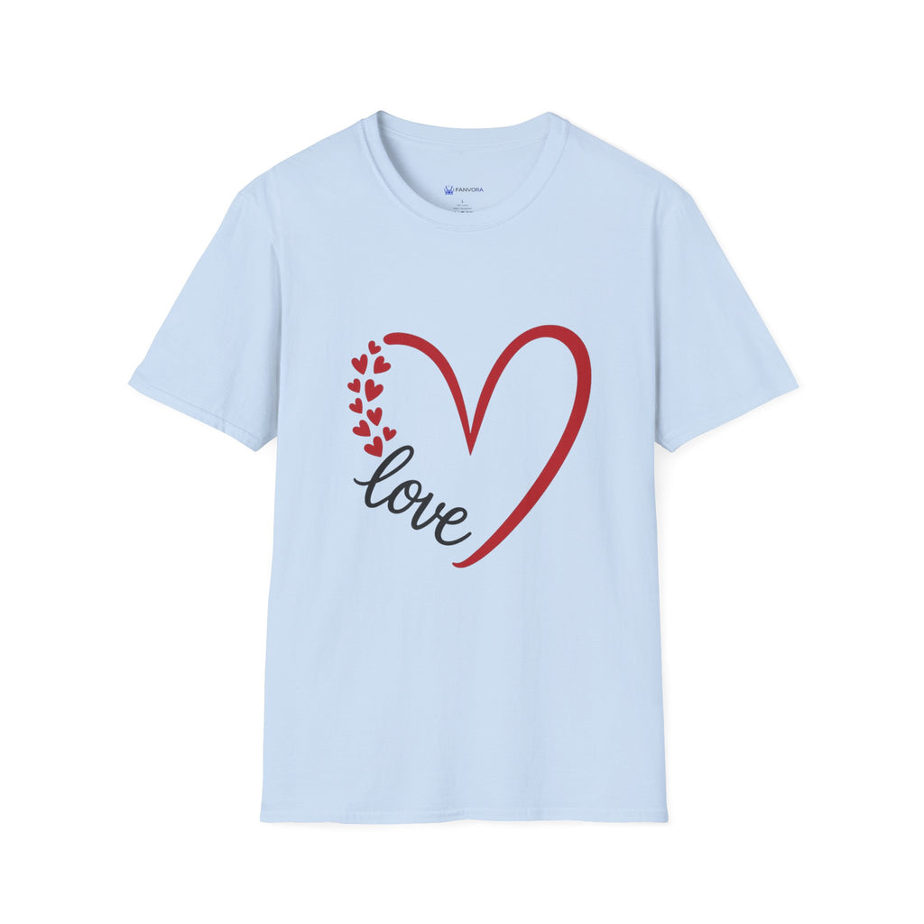 T-Shirt — Love Heart Design with Script 'love' | Romantic Valentine's Tee