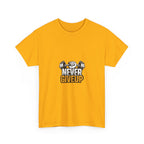 Never Give Up Fitness T-Shirt — Motivational Gym Tee with Dumbbell Graphic