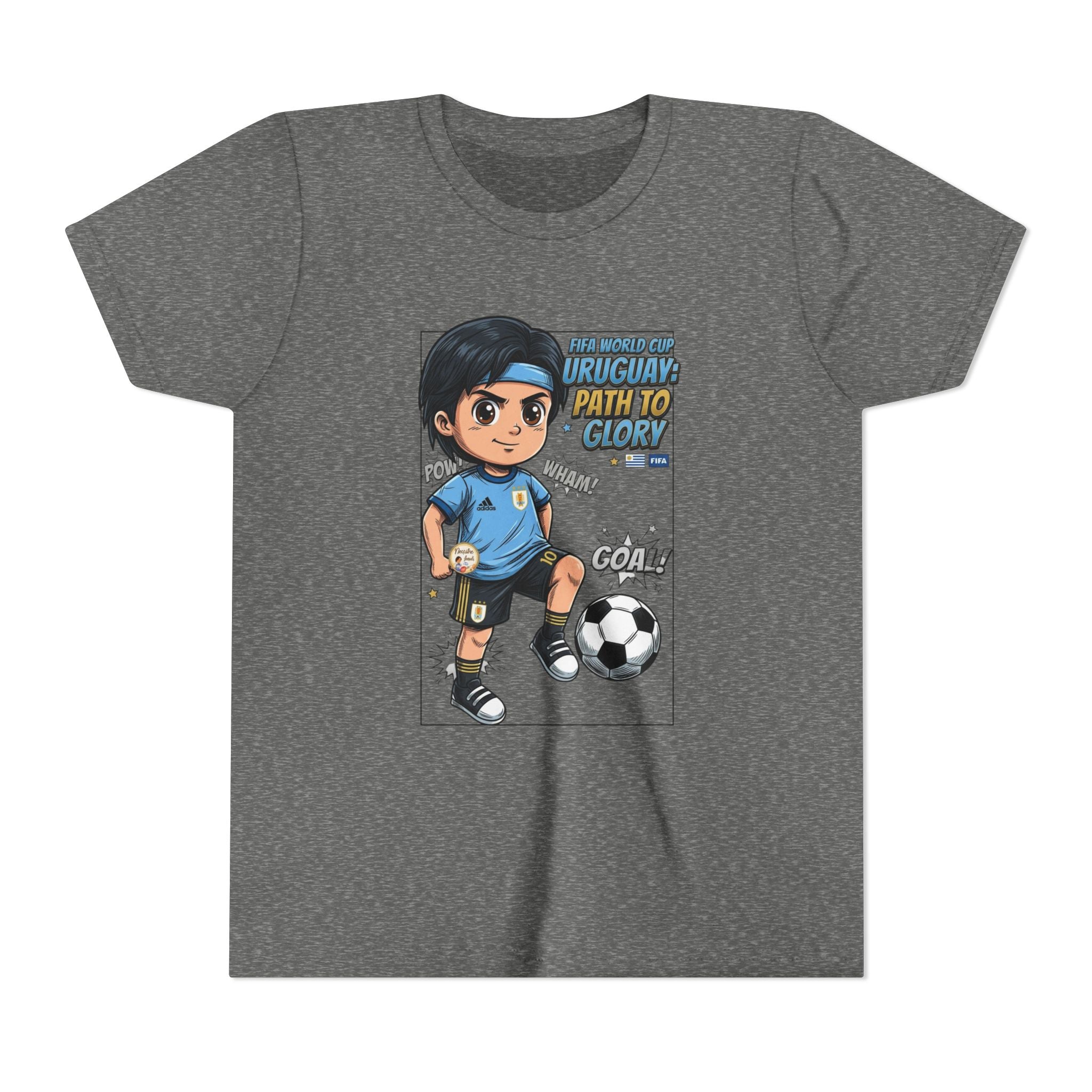 Youth Soccer Tee – Cute Cartoon Player "Ready to Score" Kids Jersey