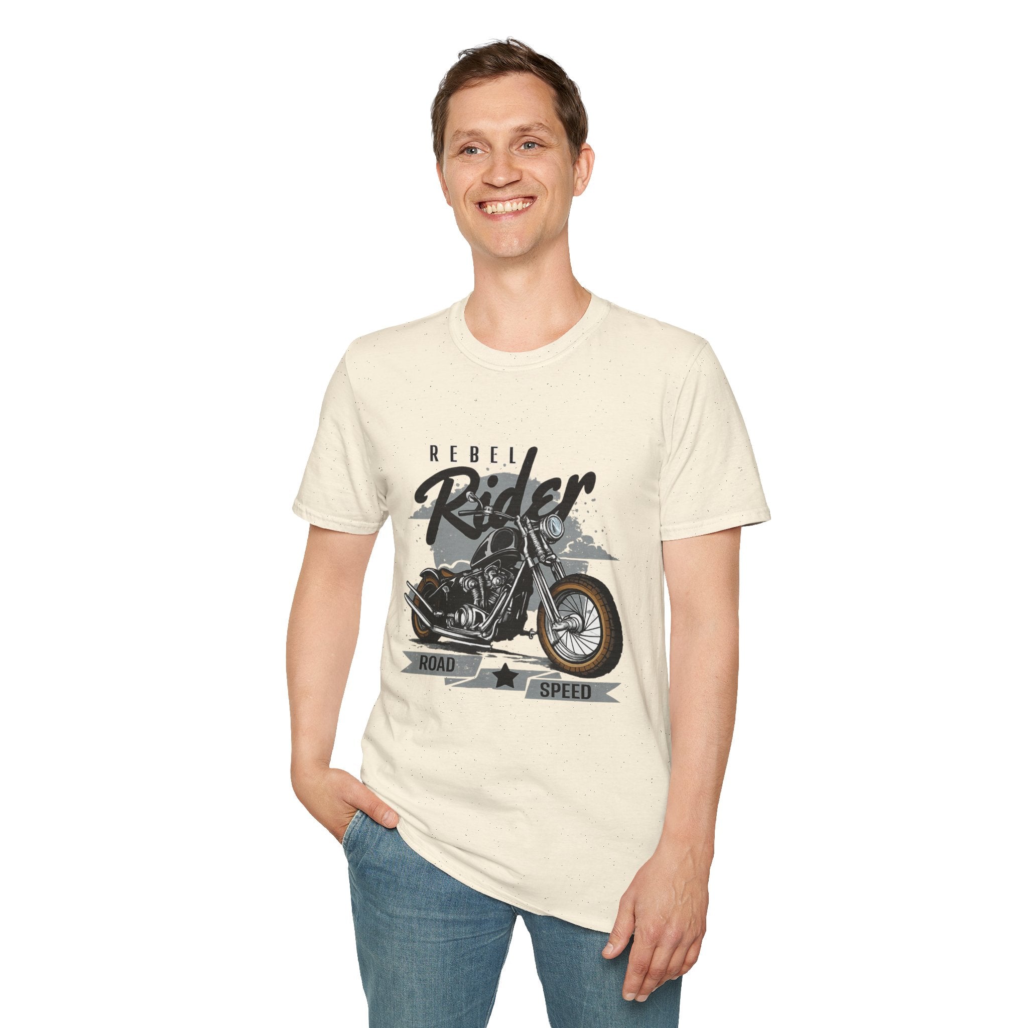 Rebel Rider Motorcycle T-Shirt — Vintage Biker Graphic Tee
