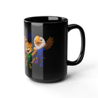 Kids Sports Mascot Black Mug — Personalized Name Option (11oz/15oz)