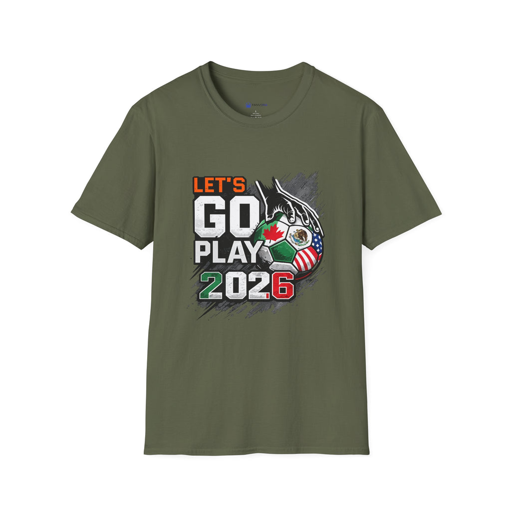 Let's Go Play 2026 Soccer T-Shirt — International Flags Tournament Tee