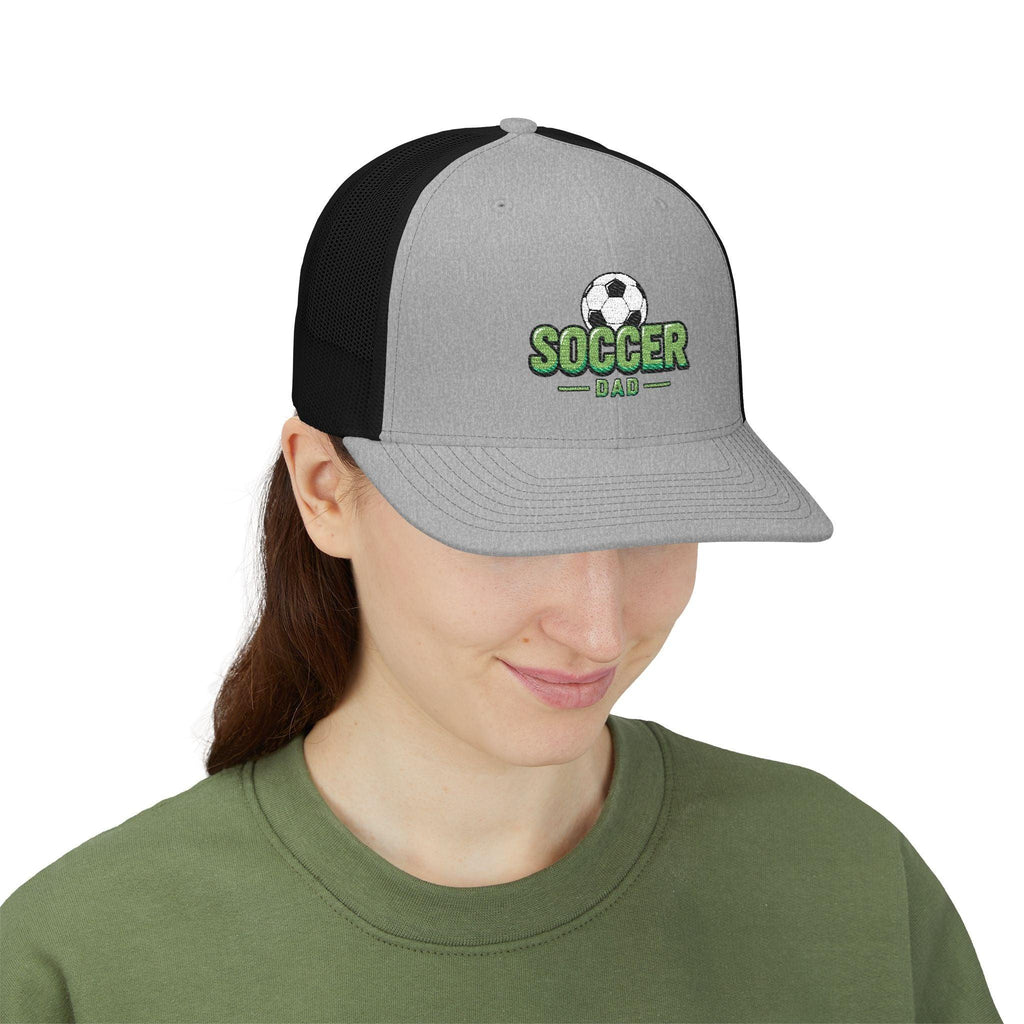 Soccer Dad Trucker cap– Embroidered Ball Design Snapback Cap.