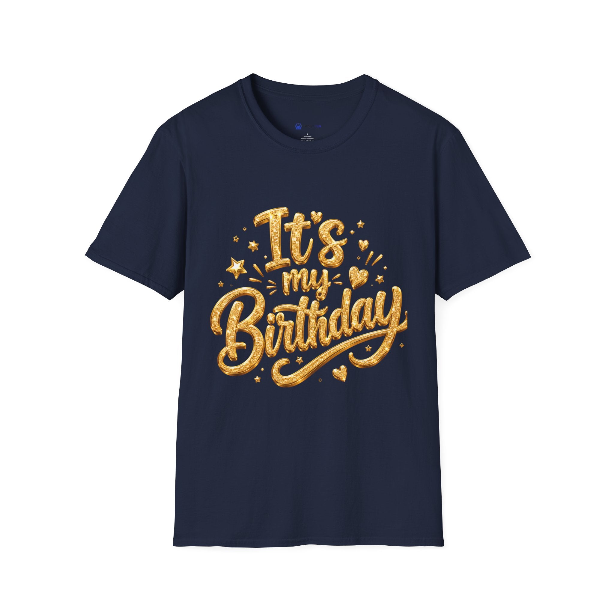 Birthday T-Shirt — "It's My Birthday" Gold Glitter Script Party Tee