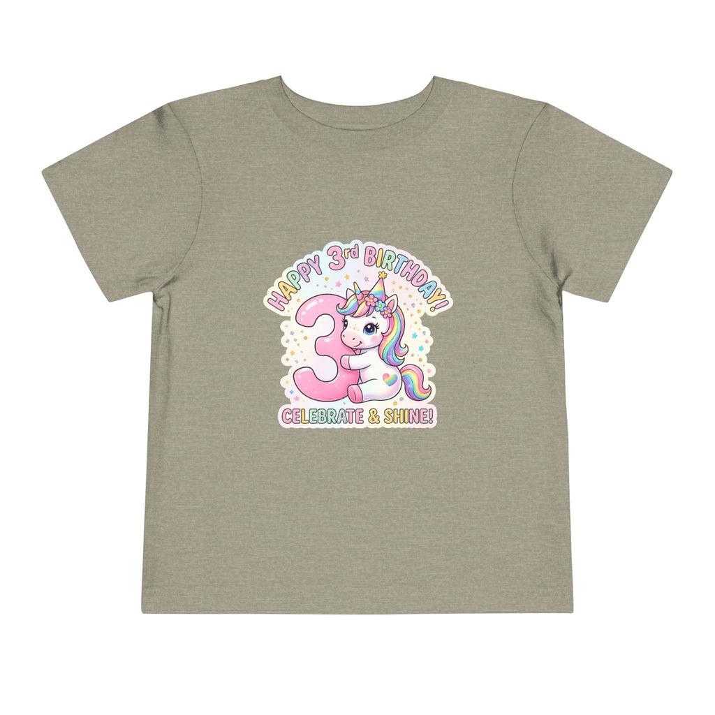 Toddler Unicorn 3rd Birthday Tee — "Happy 3rd Birthday!" Celebrate & Sparkle