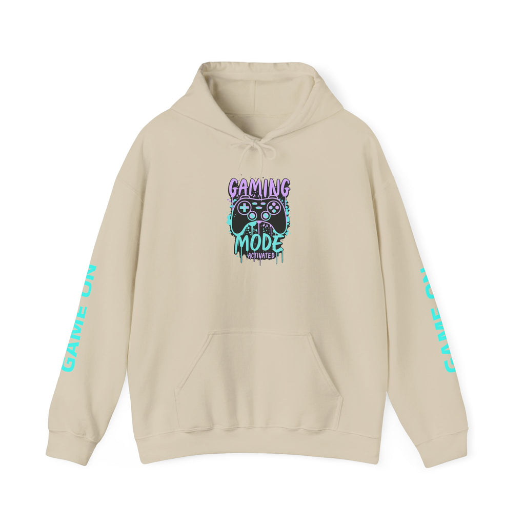 Gaming Mode Hoodie — "Gaming Mode" Graphic Pullover with Sleeve "Game On" Text