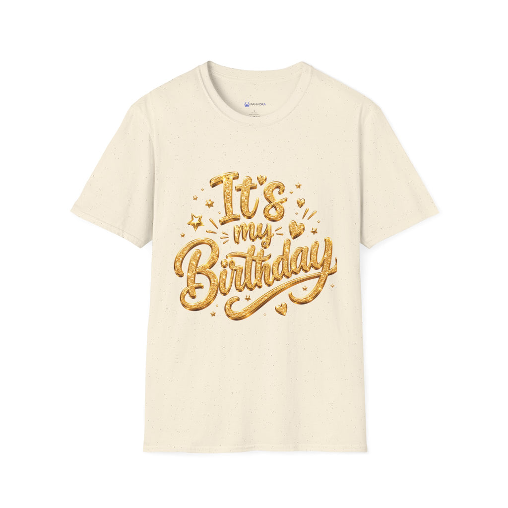Birthday T-Shirt — "It's My Birthday" Gold Glitter Script Party Tee