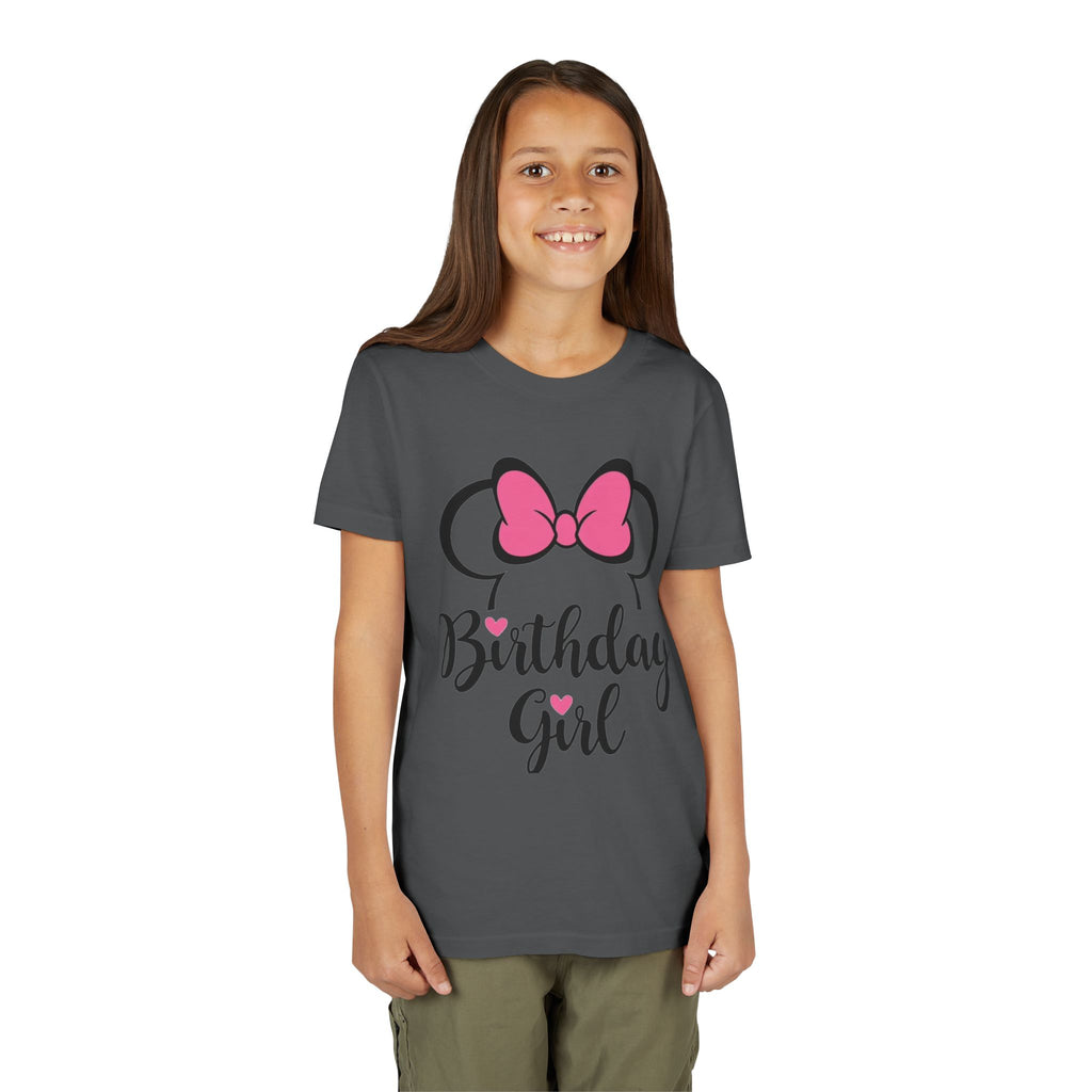Birthday Girl Youth Tee — Pink Bow Party Shirt for Girls