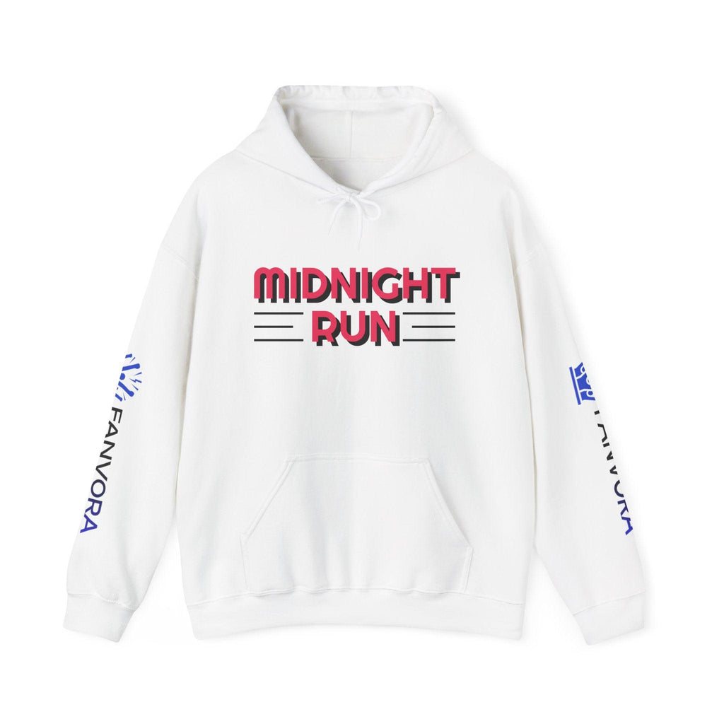 Unisex Midnight Run Hoodie — Retro Palm Beach Graphic Hooded Sweatshirt.