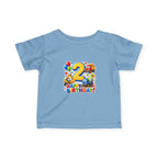 2nd Birthday Infant Tee — Colorful Trucks, Balloons & 'Happy Birthday' Design