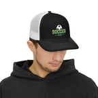 Soccer Dad Trucker cap– Embroidered Ball Design Snapback Cap.
