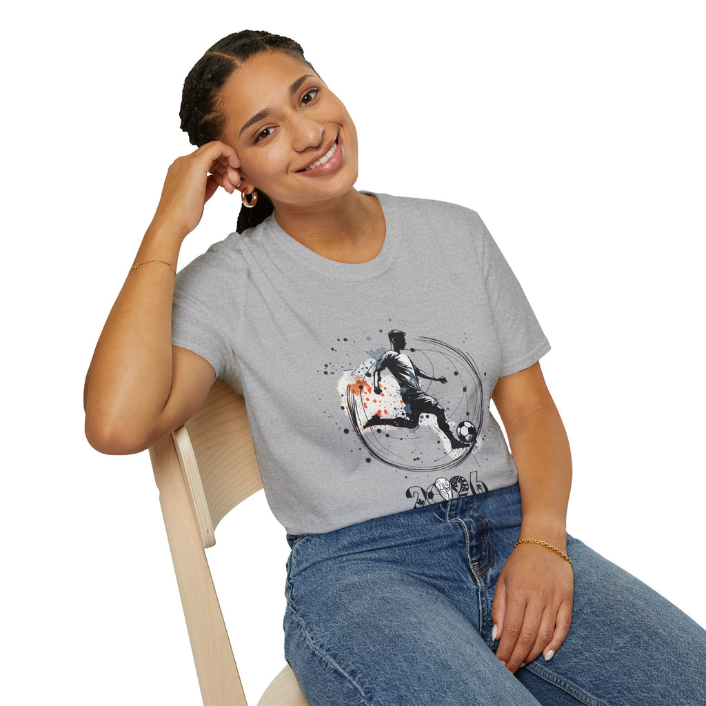 Soccer Player Silhouette T‑Shirt — 2026 Grunge Football Design