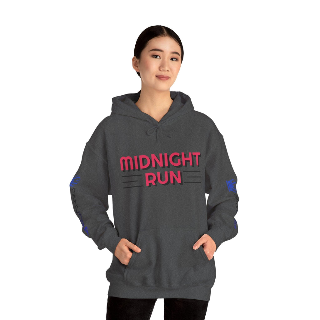 Unisex Midnight Run Hoodie — Retro Palm Beach Graphic Hooded Sweatshirt.