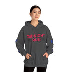 Unisex Midnight Run Hoodie — Retro Palm Beach Graphic Hooded Sweatshirt.