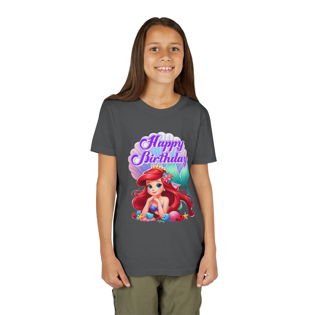 Birthday Youth Tee - Cute Mermaid "Happy Birthday" Graphic